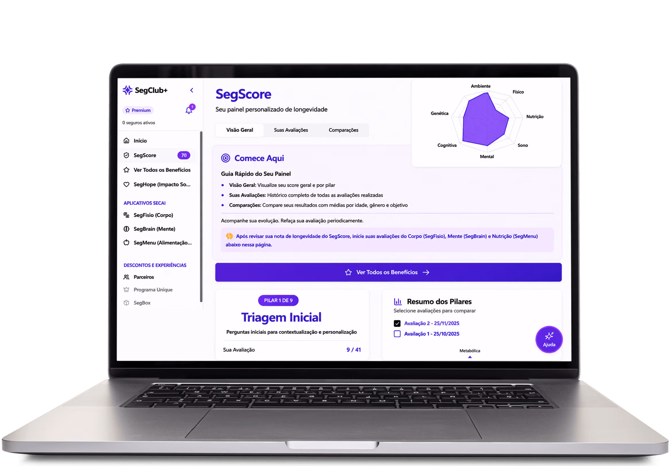 SegClub+ - Painel personalizado de longevidade